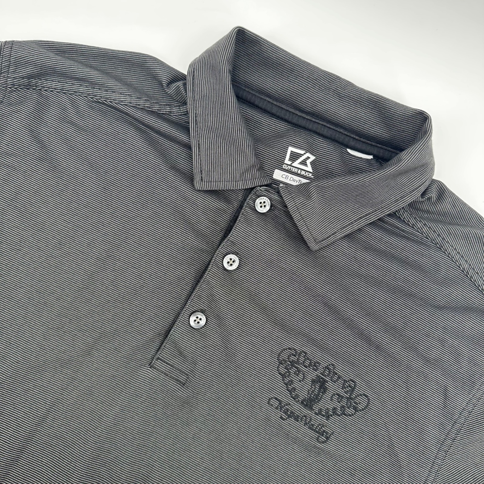 Cutter & Buck Men's Polo Golf Shirt Cb Drytec Striped Napa Valley Large